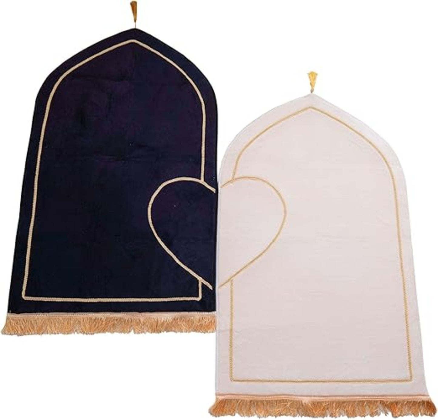 Customizable 2-Piece Heart Design Prayer Mat Set for Couples – Islamic Janamaz Rug for Dowry