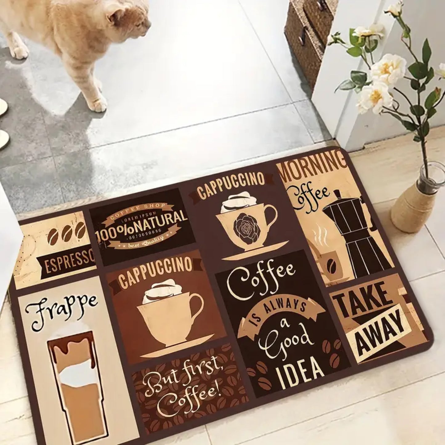 2 pcs Non-slip Durable Anti-fatigue Customized Print Universal Washable Area Floor Rugs Carpet Sets Kitchen Mat