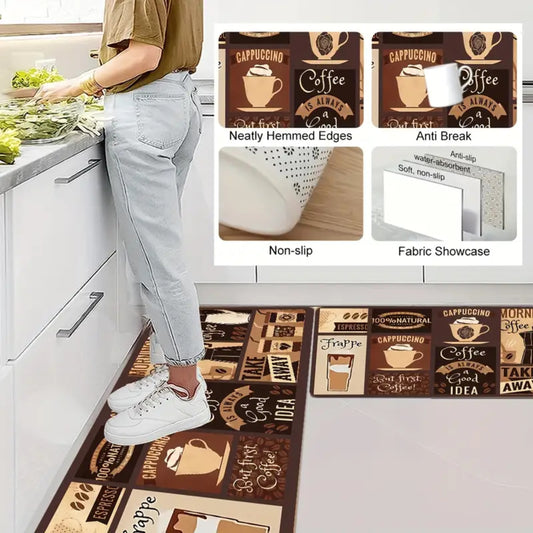 2 pcs Non-slip Durable Anti-fatigue Customized Print Universal Washable Area Floor Rugs Carpet Sets Kitchen Mat